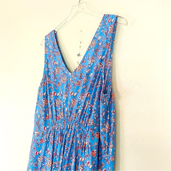 Lucky Brand Boho Floral V-Neck Gather Waist Maxi Dress Size 1X - Picture 3 of 7